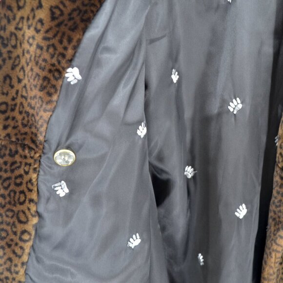 La Maison De La Fausse Fourrure Danielle Leopard Faux Fur Long Coat Brown Size M - Picture 4 of 4
